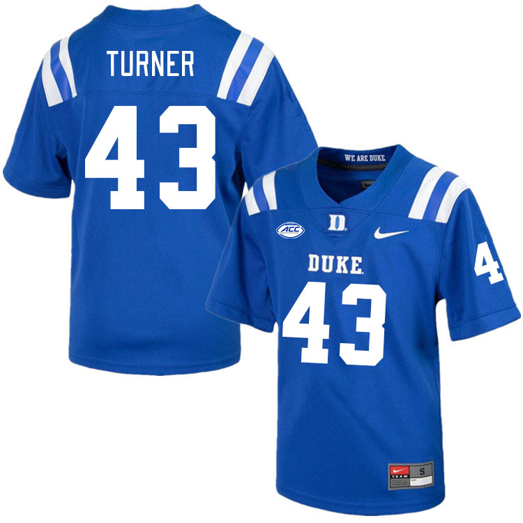 Men #43 Semaj Turner Duke Blue Devils College Football Jerseys Stitched-Royal